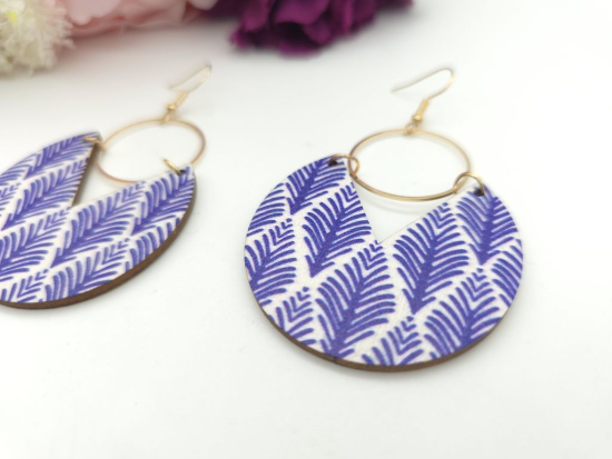 Preview: Große Holz Ohrringe Wood Muster